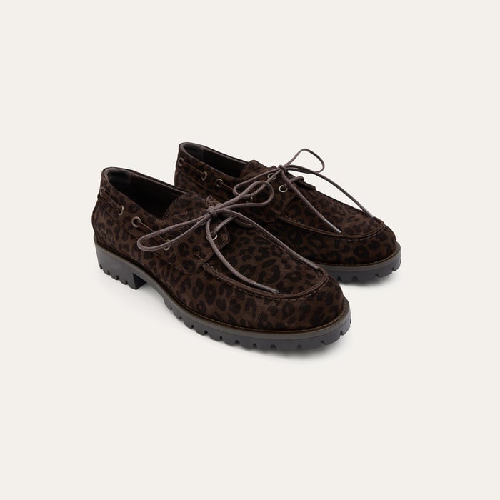 Kadın Kahverengi Desenli Bağcıklı Loafer Ayakkabı