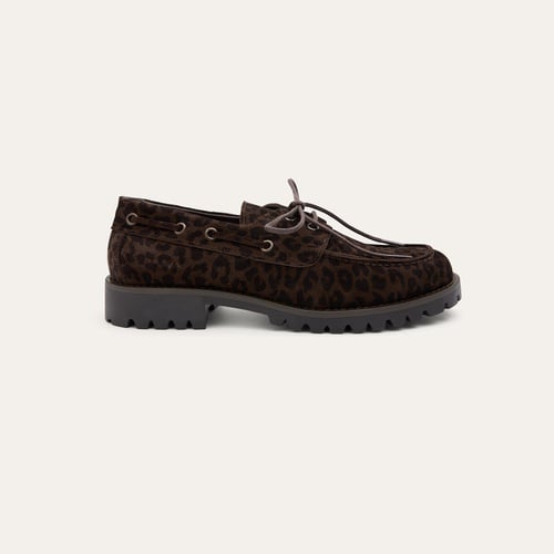 Kadın Kahverengi Desenli Bağcıklı Loafer Ayakkabı
