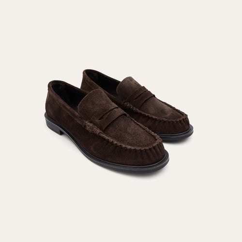 Kadın Kahverengi Süet Dokulu Loafer Ayakkabı