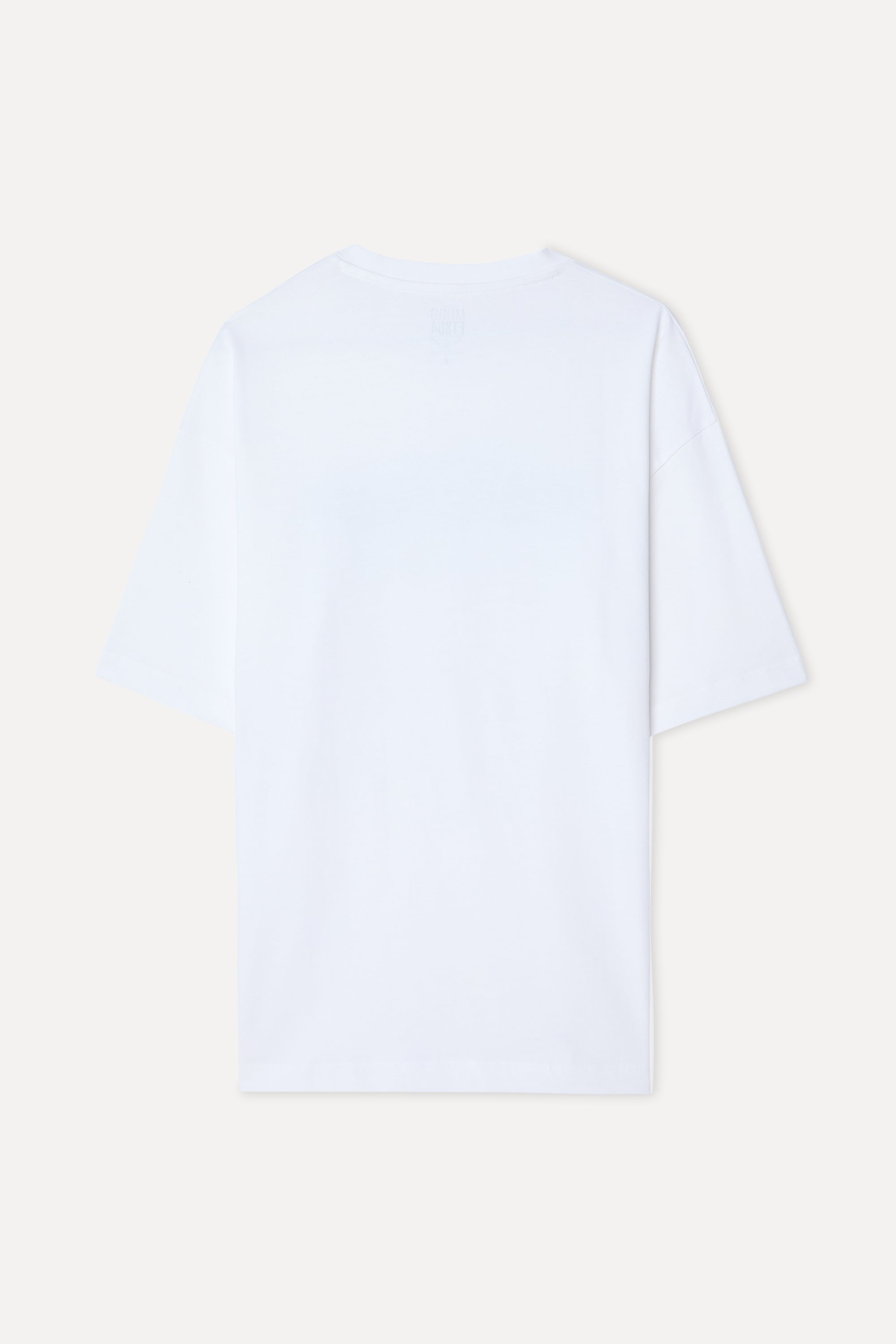 Erkek Beyaz Baskılı Oversize Bisiklet Yaka T-Shirt