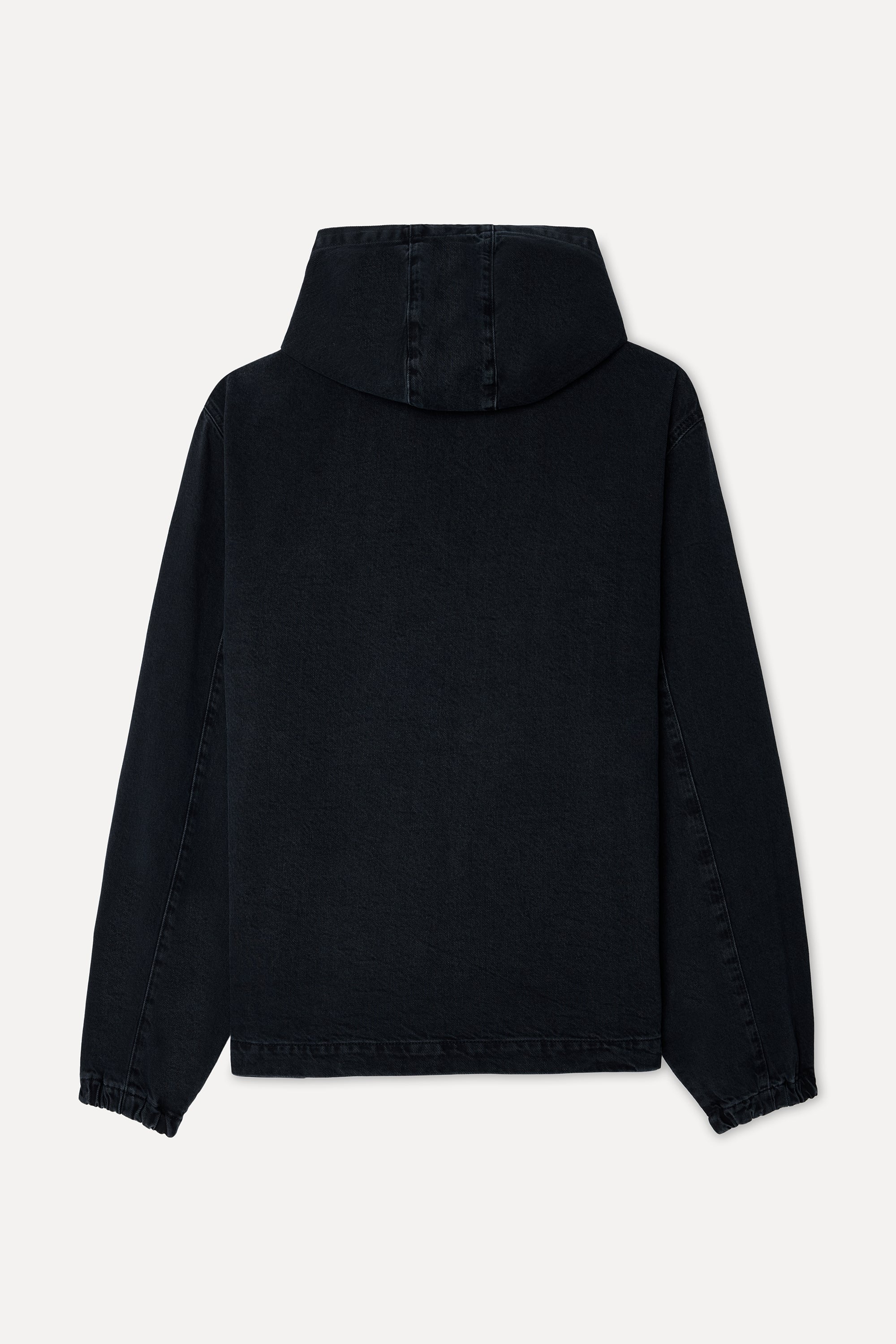 Erkek Siyah Oversize Fermuarlı Kapüşonlu Ceket