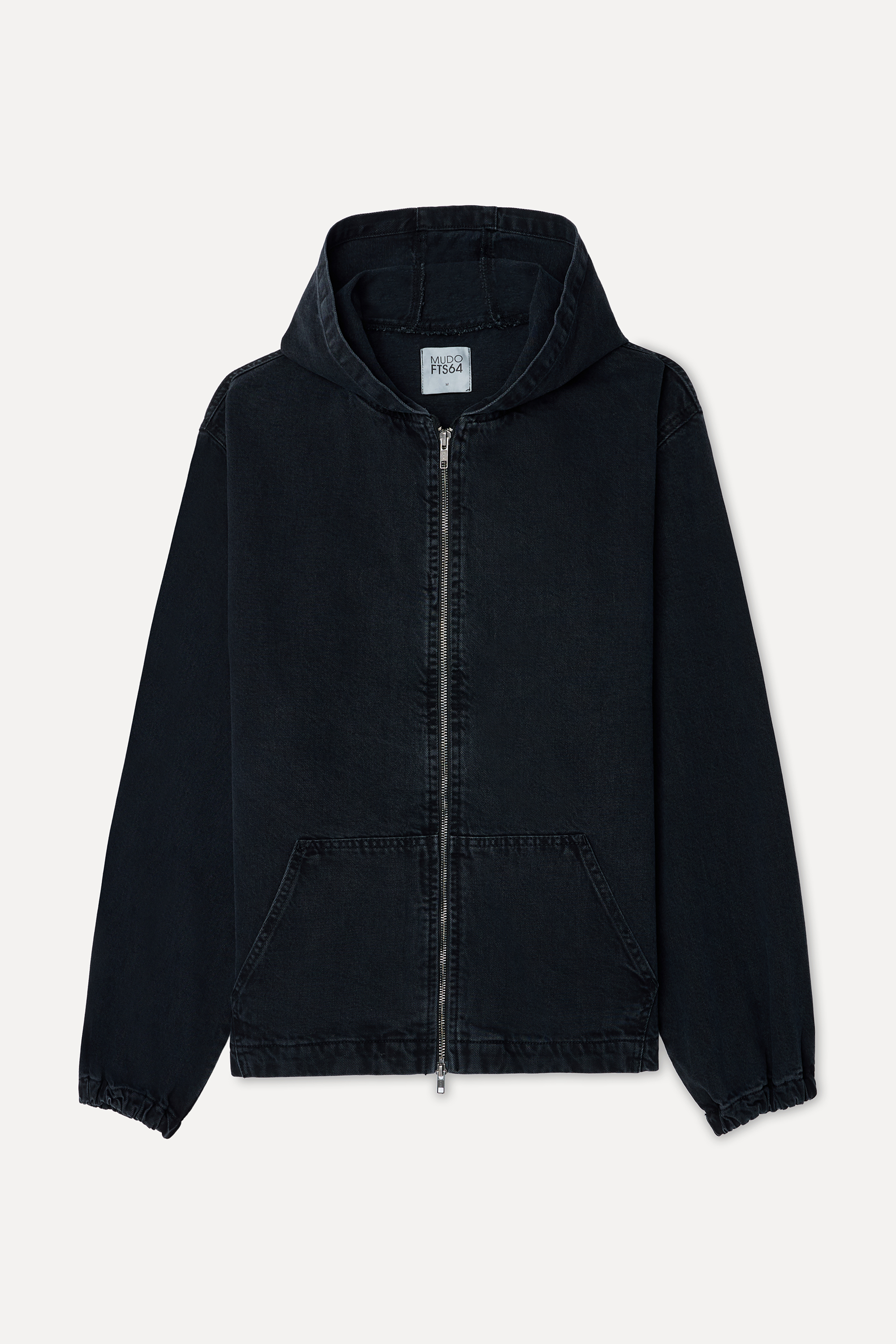 Erkek Siyah Oversize Fermuarlı Kapüşonlu Ceket
