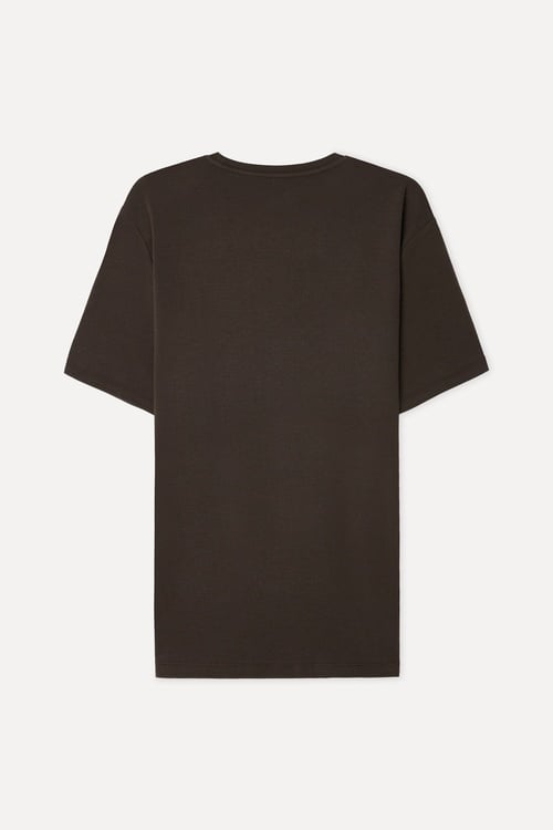 Erkek Kahverengi Bisiklet Yaka T-Shirt