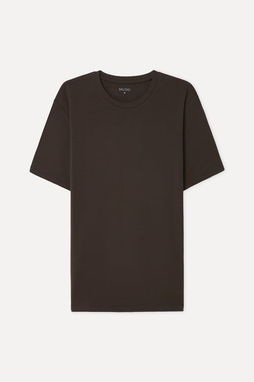 Erkek Kahverengi Bisiklet Yaka T-Shirt