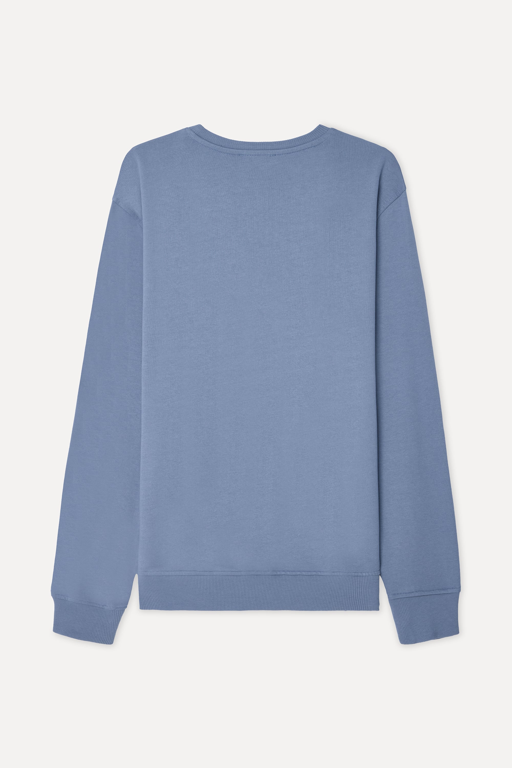 Erkek Mavi Bisiklet Yaka Sweatshirt