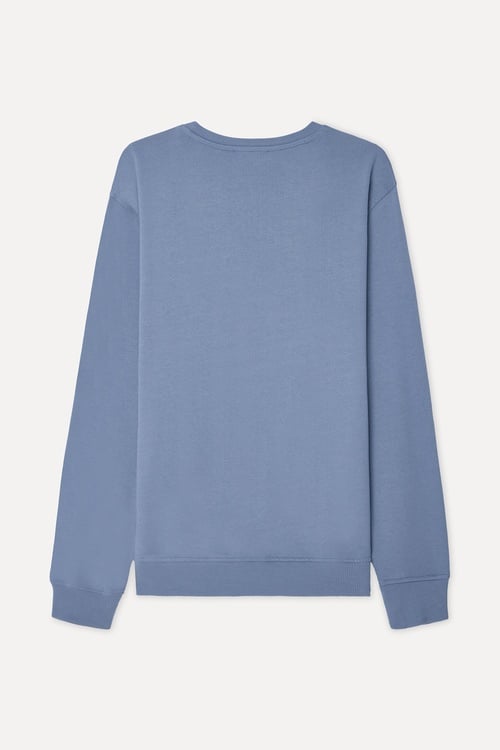 Erkek Mavi Bisiklet Yaka Sweatshirt