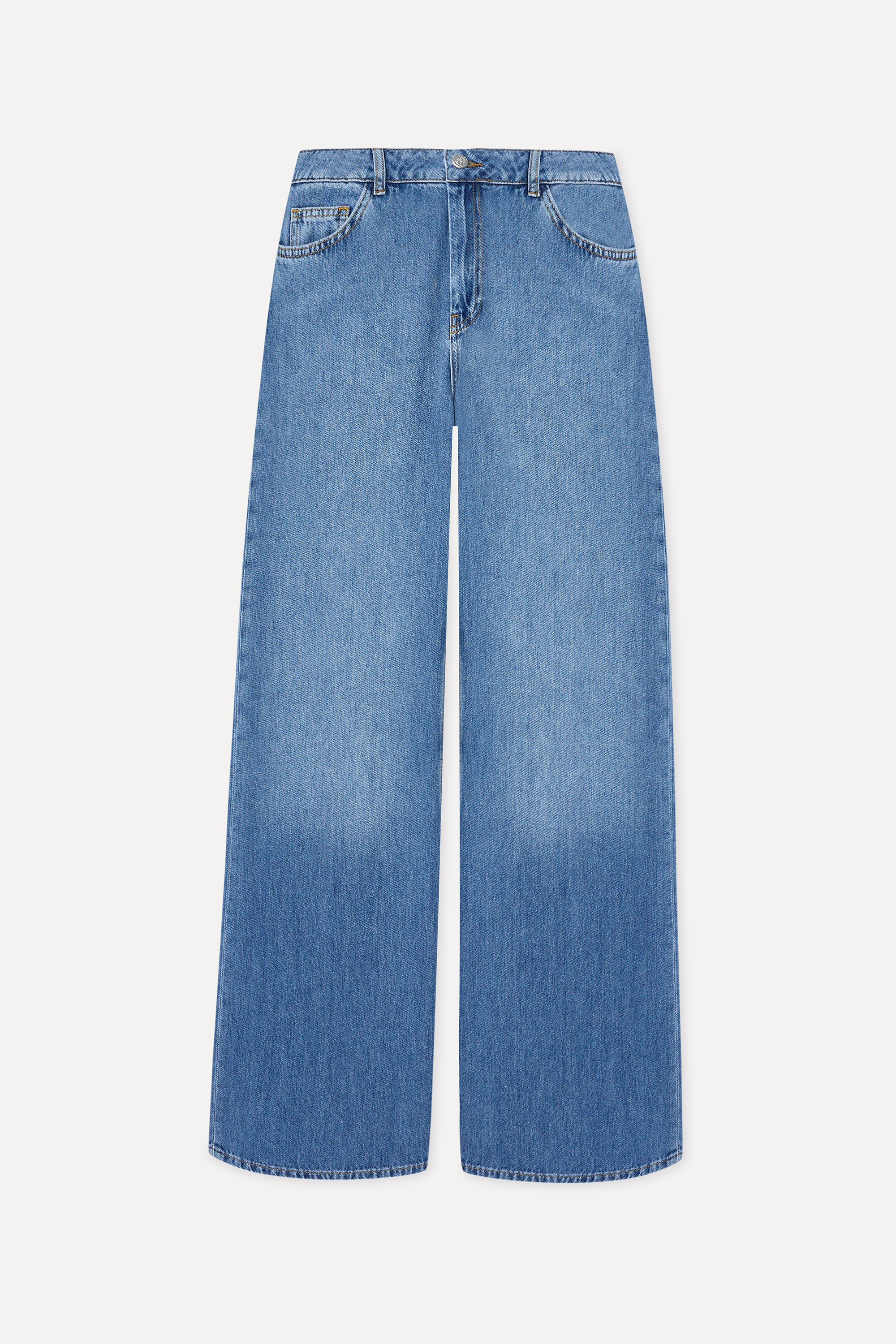 Kadın İndigo Wide Leg Jean Pantolon