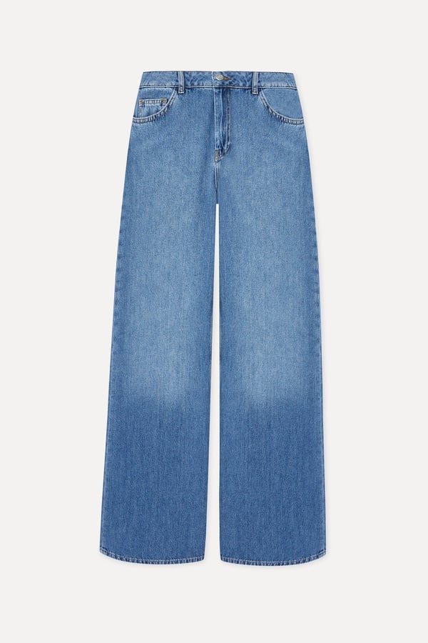 Kadın İndigo Wide Leg Jean Pantolon