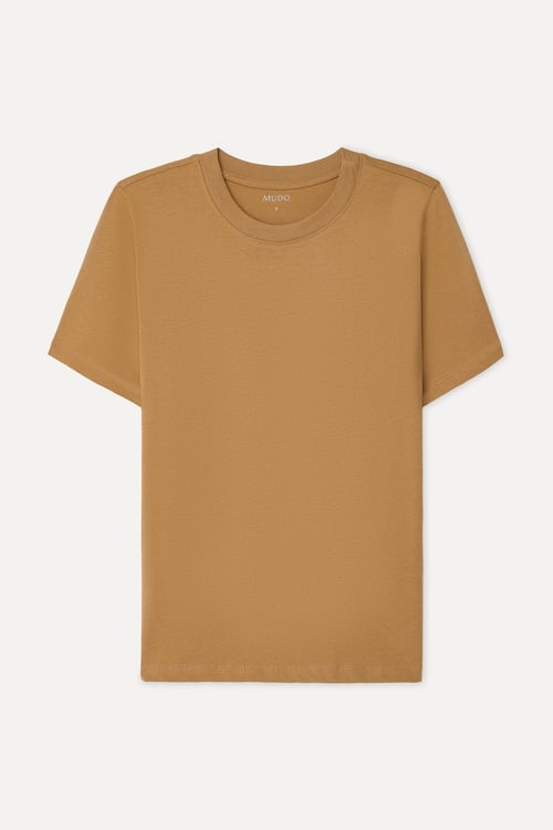  Kadın Kahverengi Bisiklet Yaka T-Shirt