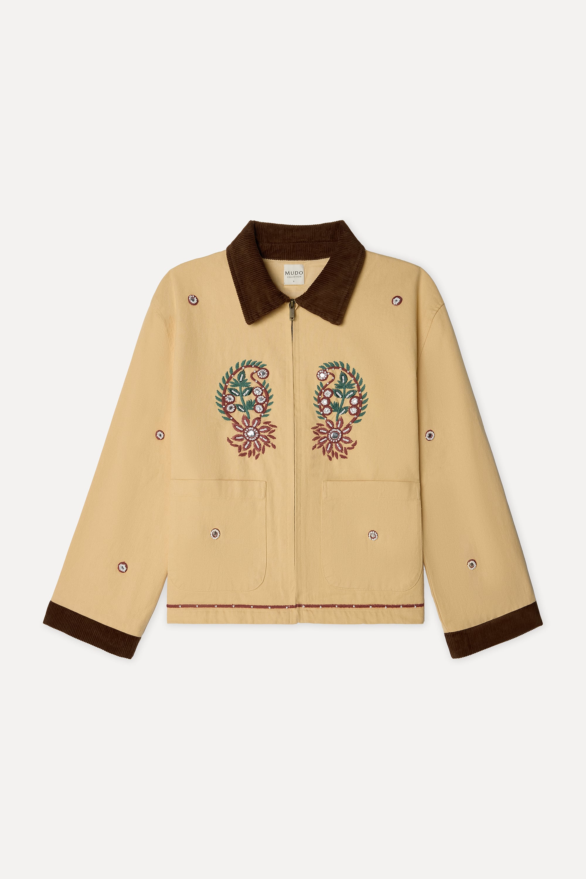 Kadın Bej Rengi Nakışlı Loose Fit Ceket