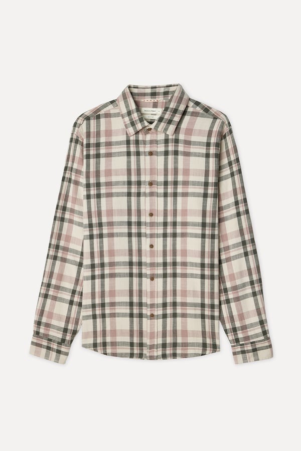 Erkek Pembe Ekoseli Regular Fit Uzun Kollu Gömlek