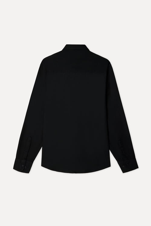  Erkek Siyah Regular Fit Uzun Kollu Gömlek