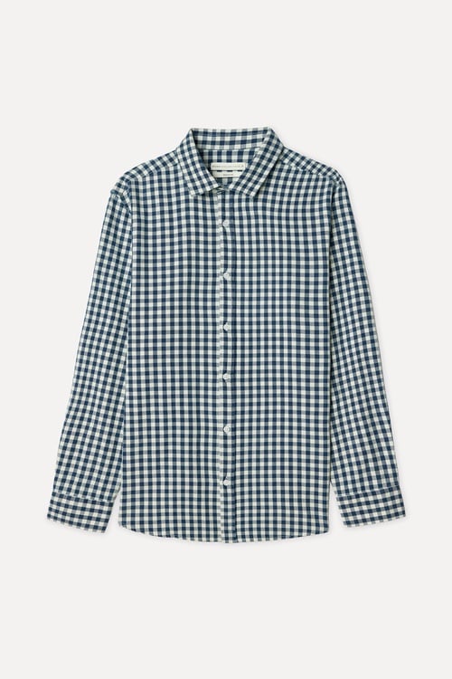 Erkek Lacivert Ekoseli Regular Fit Uzun Kollu Gömlek