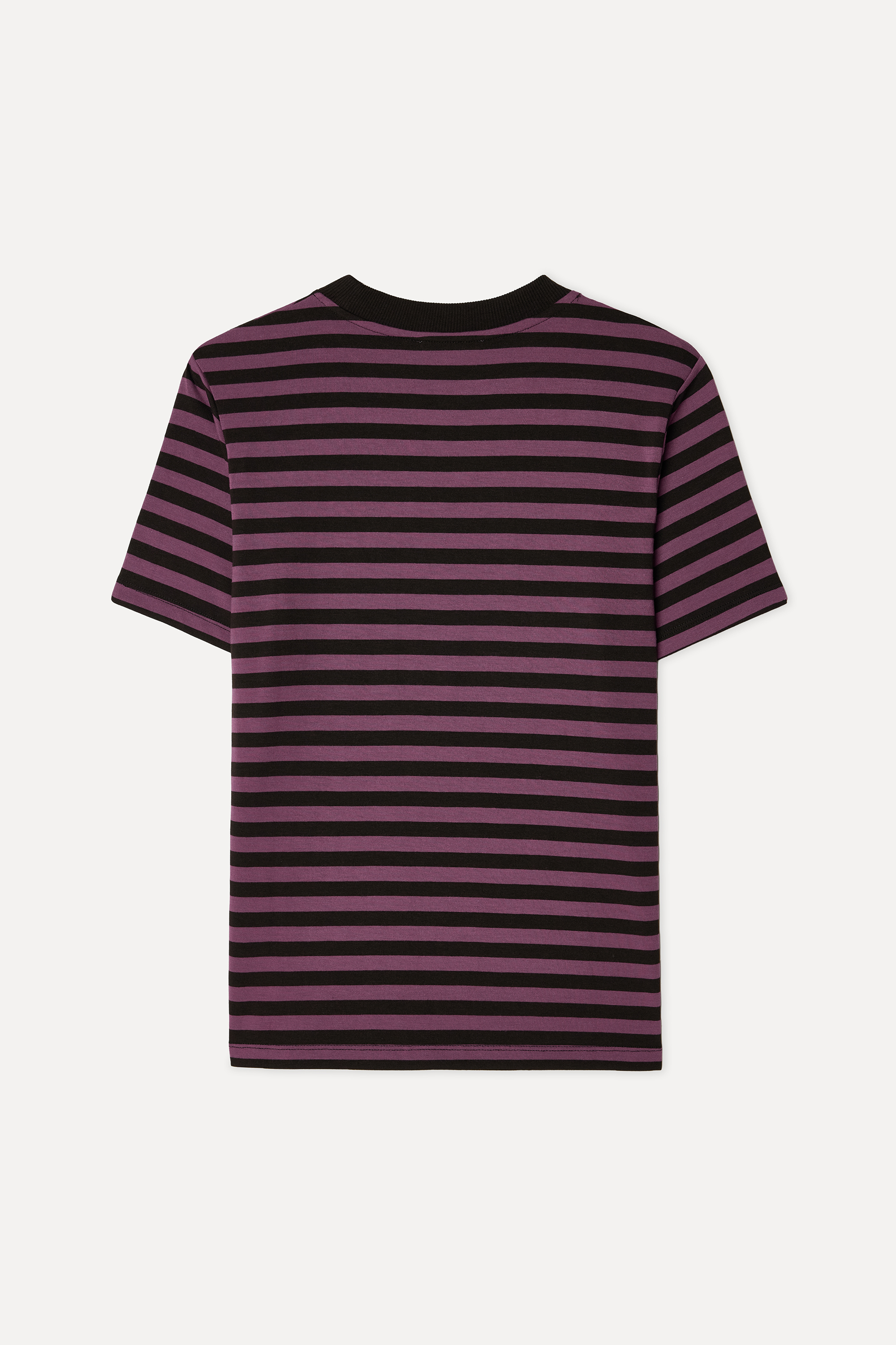 Kadın Kahverengi Çizgili Bisiklet Yaka T-Shirt