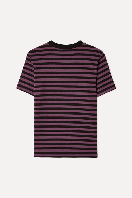 Kadın Kahverengi Çizgili Bisiklet Yaka T-Shirt