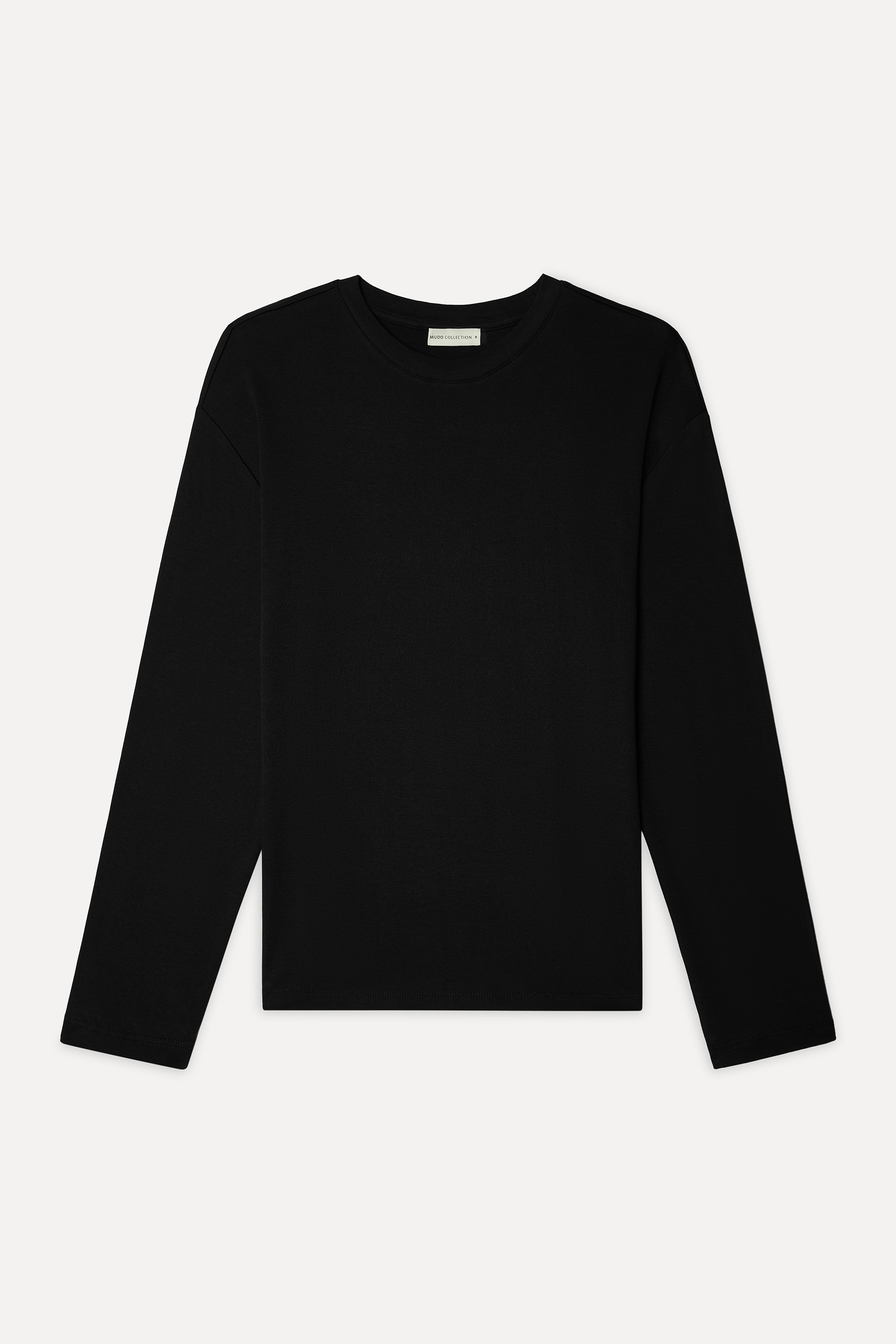Kadın Siyah Loose Fit Bisiklet Yaka Uzun Kollu T-shirt