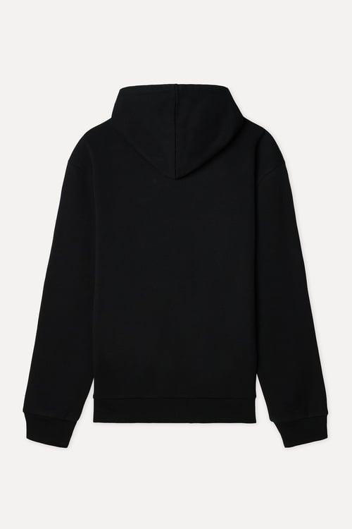 Erkek Siyah Comfort Fit Kapüşonlu Fermuarlı Sweatshirt