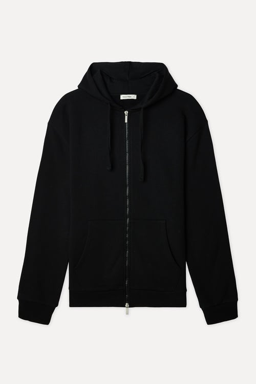Erkek Siyah Comfort Fit Kapüşonlu Fermuarlı Sweatshirt