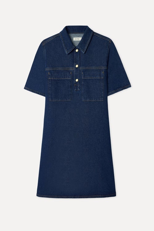 Kadın İndigo A Form Jean Mini Elbise