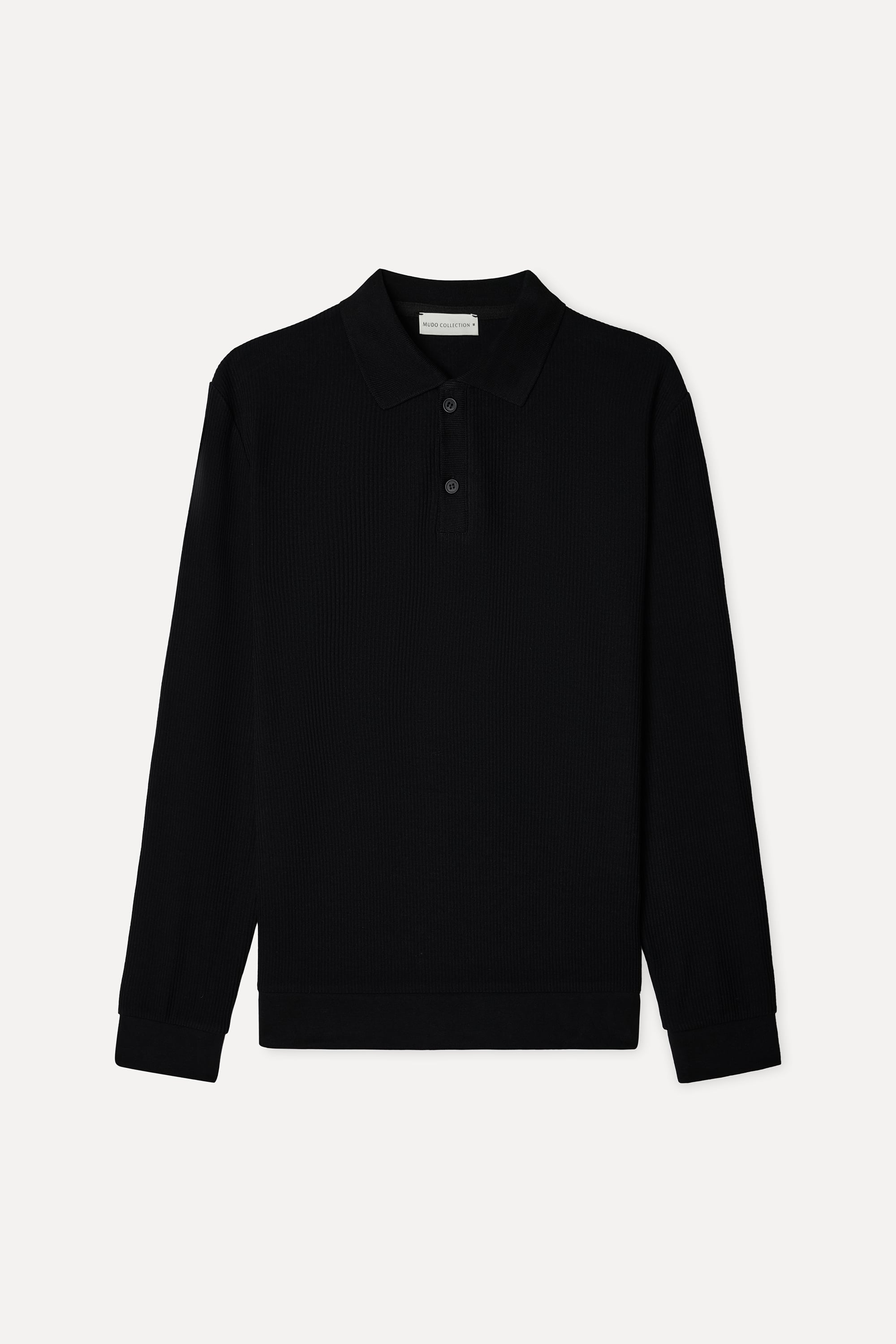 Erkek Siyah Tekstürlü Polo Yaka Sweatshirt
