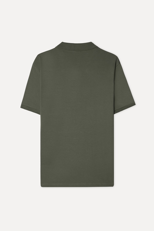  Erkek Haki Fermuarlı Polo Yaka Kısa Kollu T-Shirt