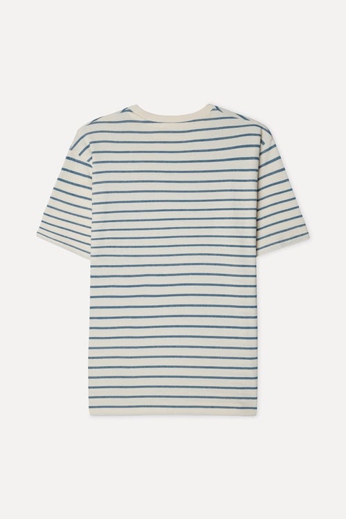 Erkek Mavi Çizgili Comfort Fit Bisiklet Yaka T-Shirt