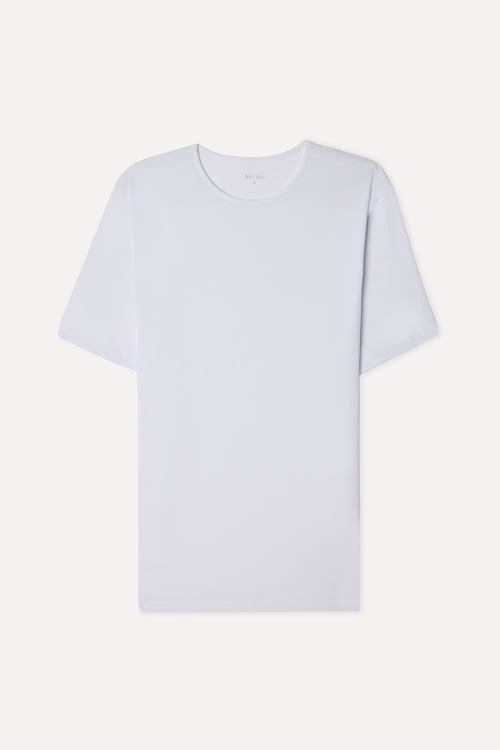 Erkek Beyaz Bisiklet Yaka T-Shirt