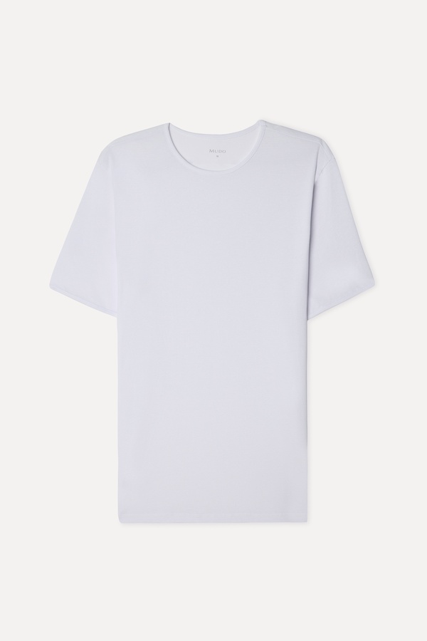Erkek Beyaz Bisiklet Yaka T-Shirt