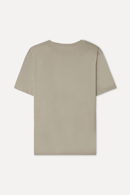 Erkek Bej Rengi Bisiklet Yaka T-Shirt