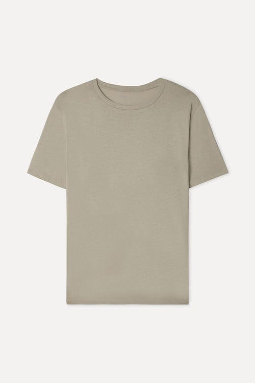 Erkek Bej Rengi Bisiklet Yaka T-Shirt