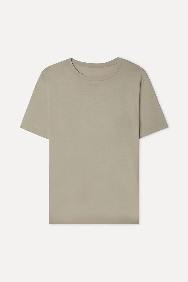 Erkek Bej Rengi Bisiklet Yaka T-Shirt
