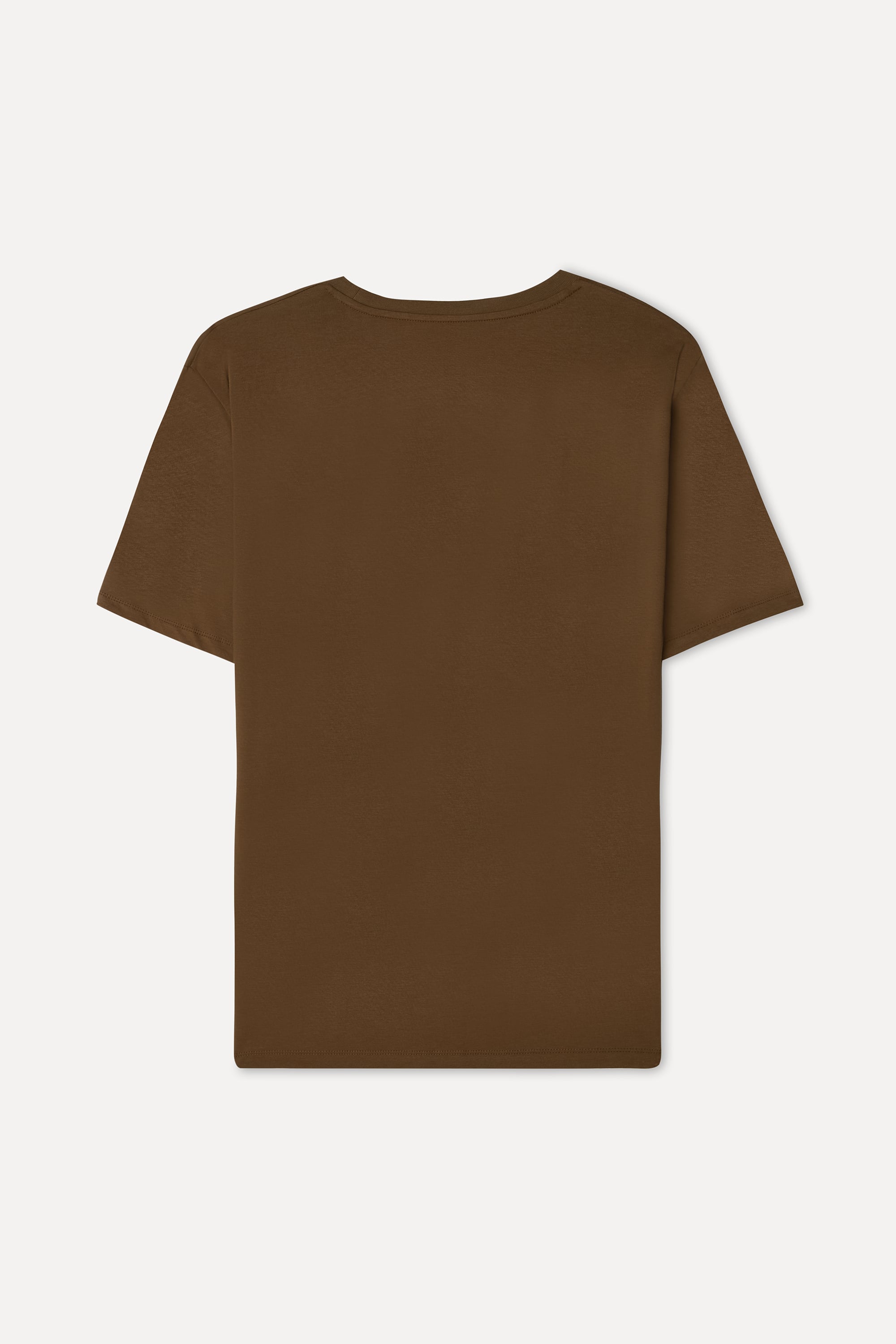 Erkek Taba Rengi Bisiklet Yaka T-Shirt