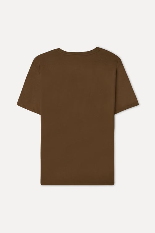 Erkek Taba Rengi Bisiklet Yaka T-Shirt