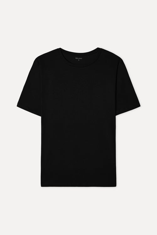 Erkek Siyah Bisiklet Yaka T-Shirt