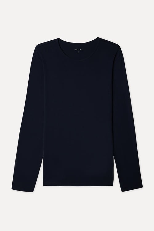 Erkek Lacivert Bisiklet Yaka Uzun Kollu T-Shirt