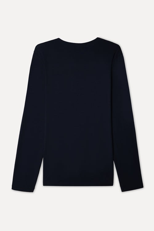 Erkek Lacivert Bisiklet Yaka Uzun Kollu T-Shirt