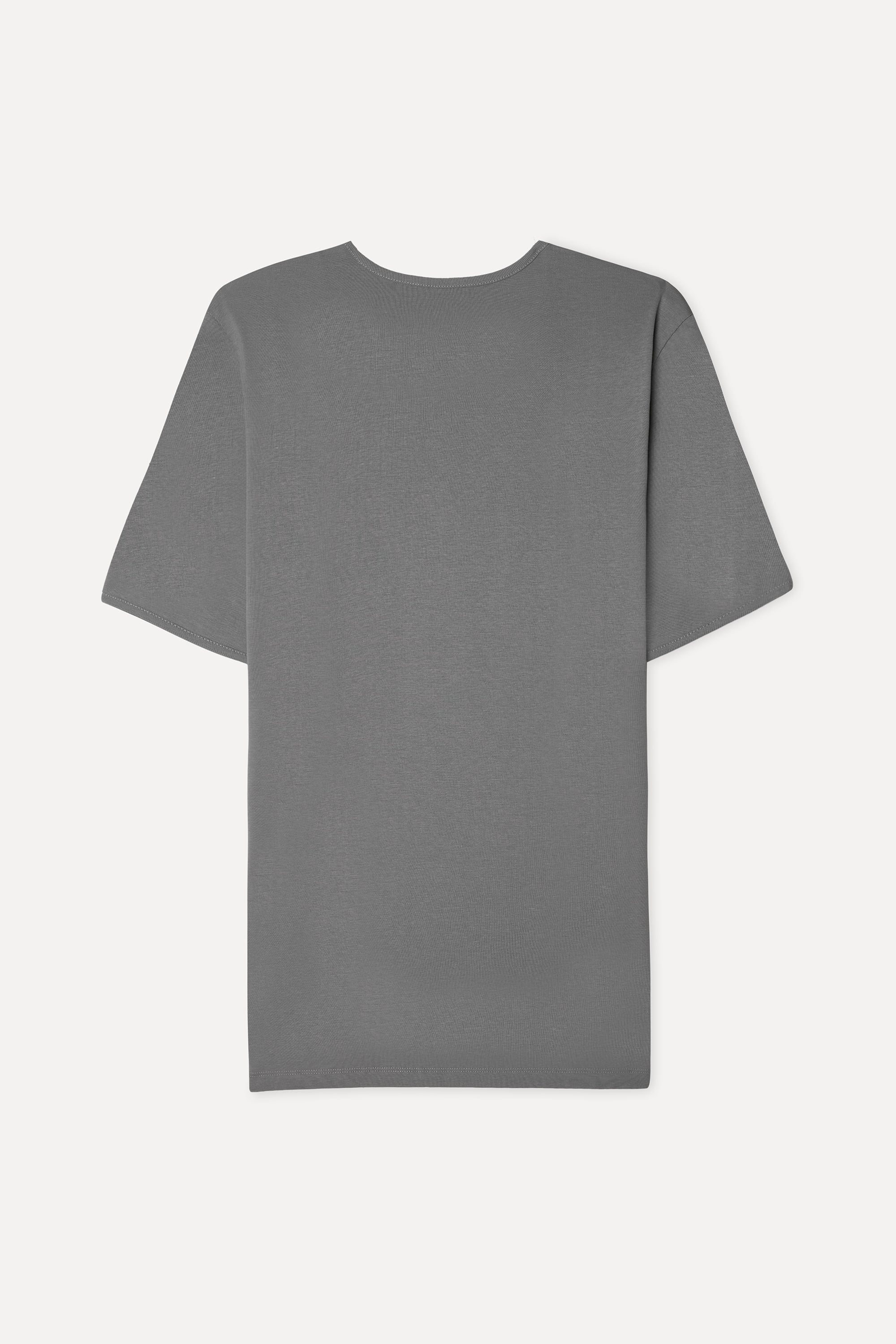 Erkek Gri Bisiklet Yaka T-Shirt