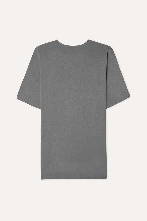  Erkek Gri Bisiklet Yaka T-Shirt