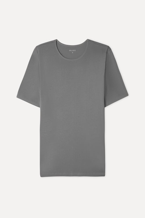  Erkek Gri Bisiklet Yaka T-Shirt