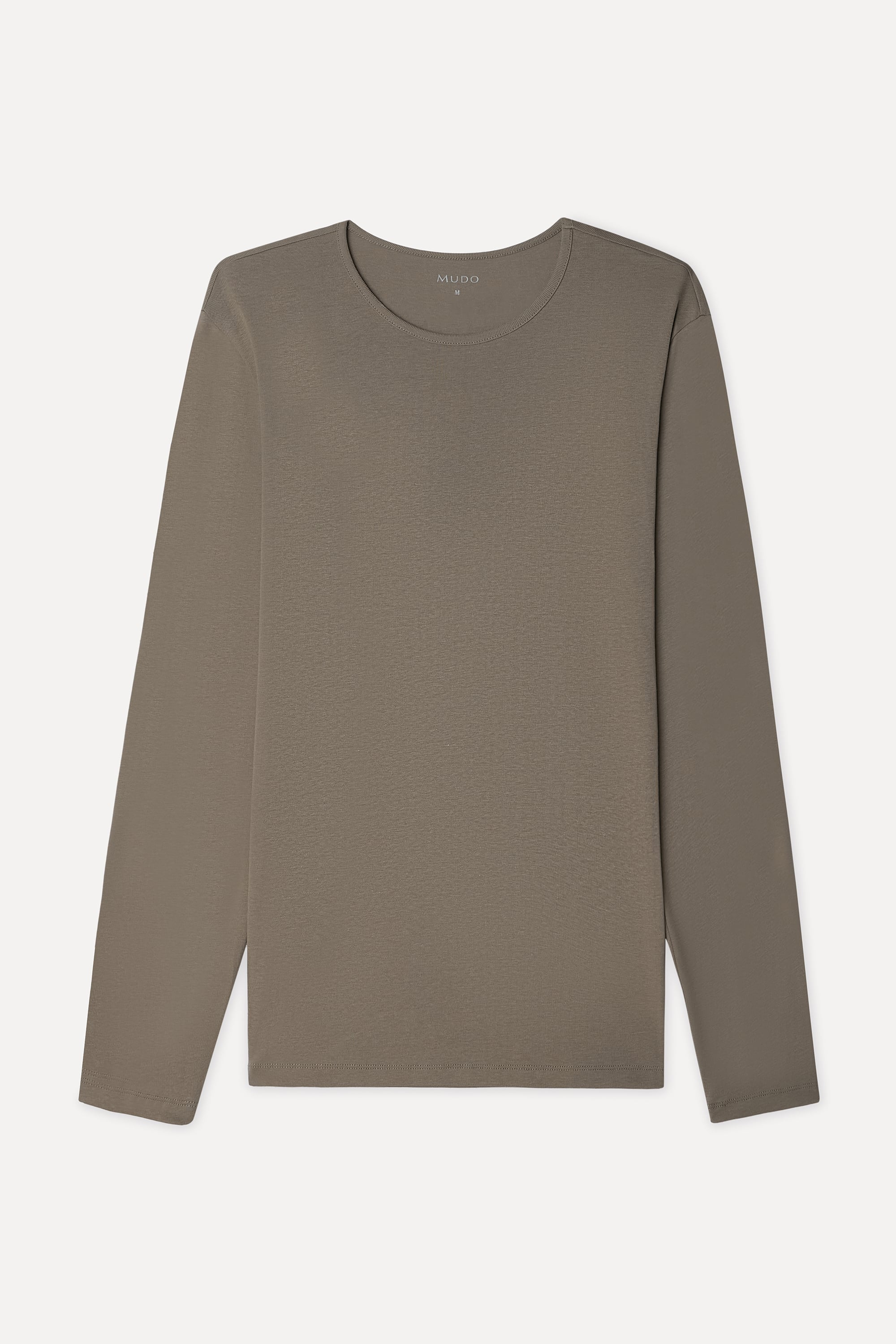 Erkek Vizon Rengi Bisiklet Yaka Uzun Kollu T-Shirt