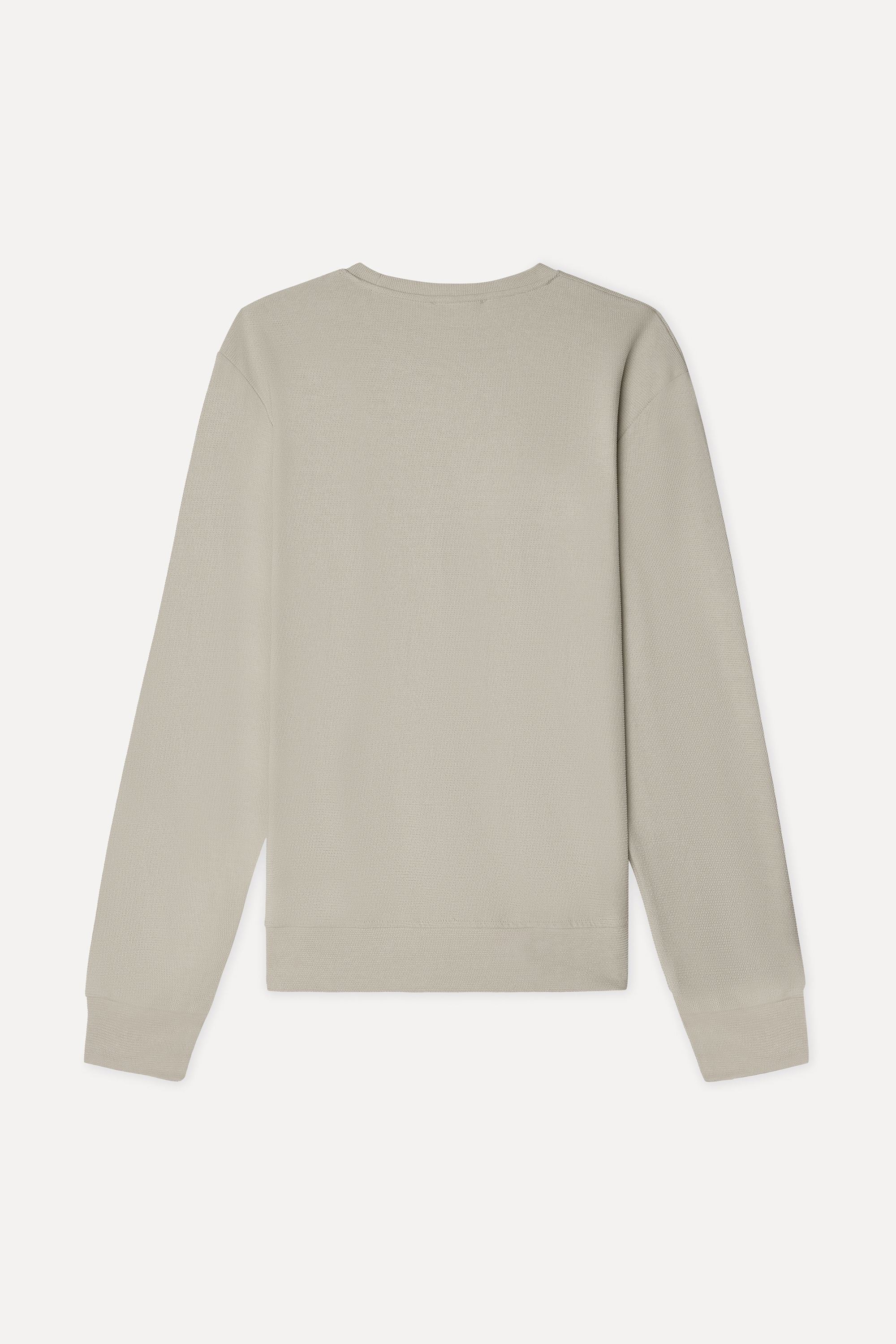 Erkek Bej Rengi Tekstürlü Comfort Fit Bisiklet Yaka Sweatshirt