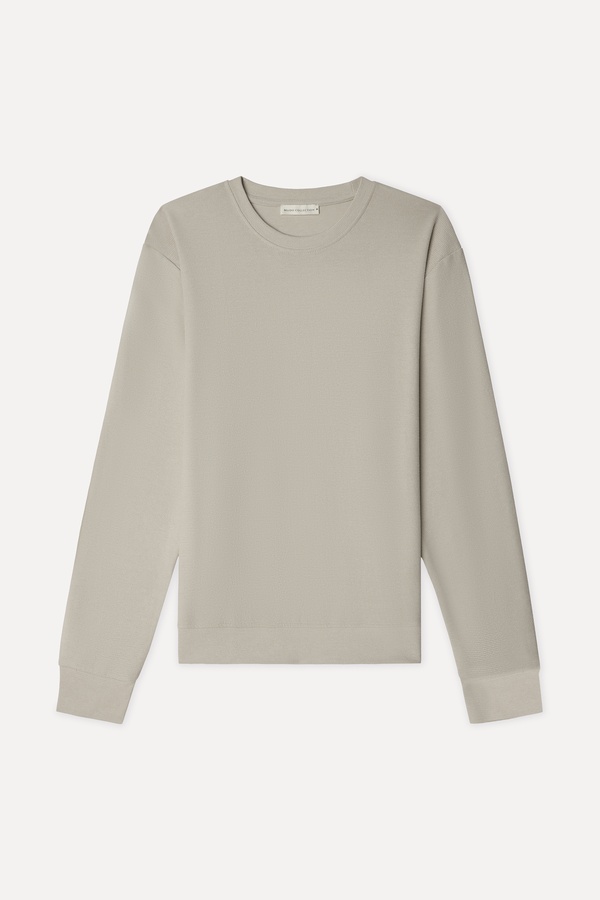 Erkek Bej Rengi Tekstürlü Comfort Fit Bisiklet Yaka Sweatshirt