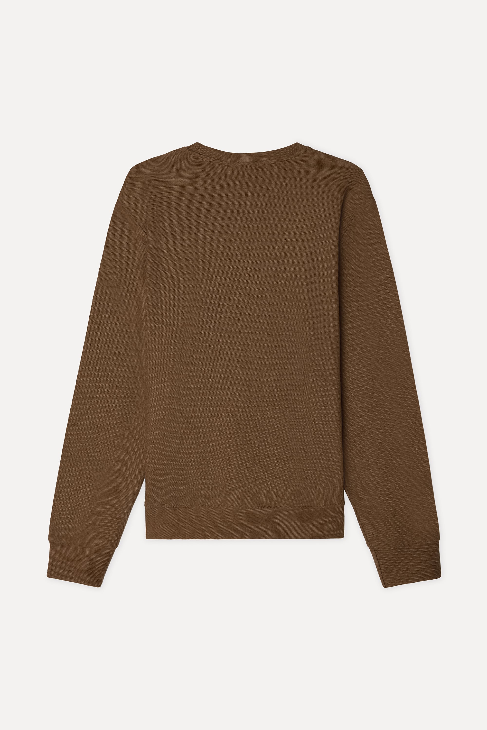 Erkek Kahverengi Tekstürlü Comfort Fit Bisiklet Yaka Sweatshirt