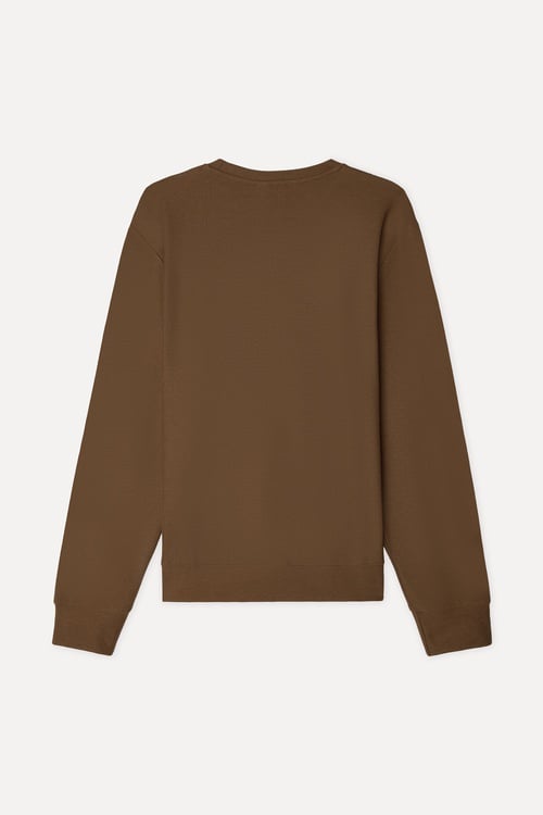 Erkek Kahverengi Tekstürlü Comfort Fit Bisiklet Yaka Sweatshirt