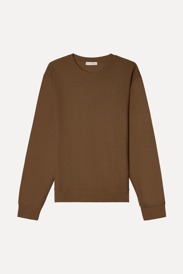 Erkek Kahverengi Tekstürlü Comfort Fit Bisiklet Yaka Sweatshirt