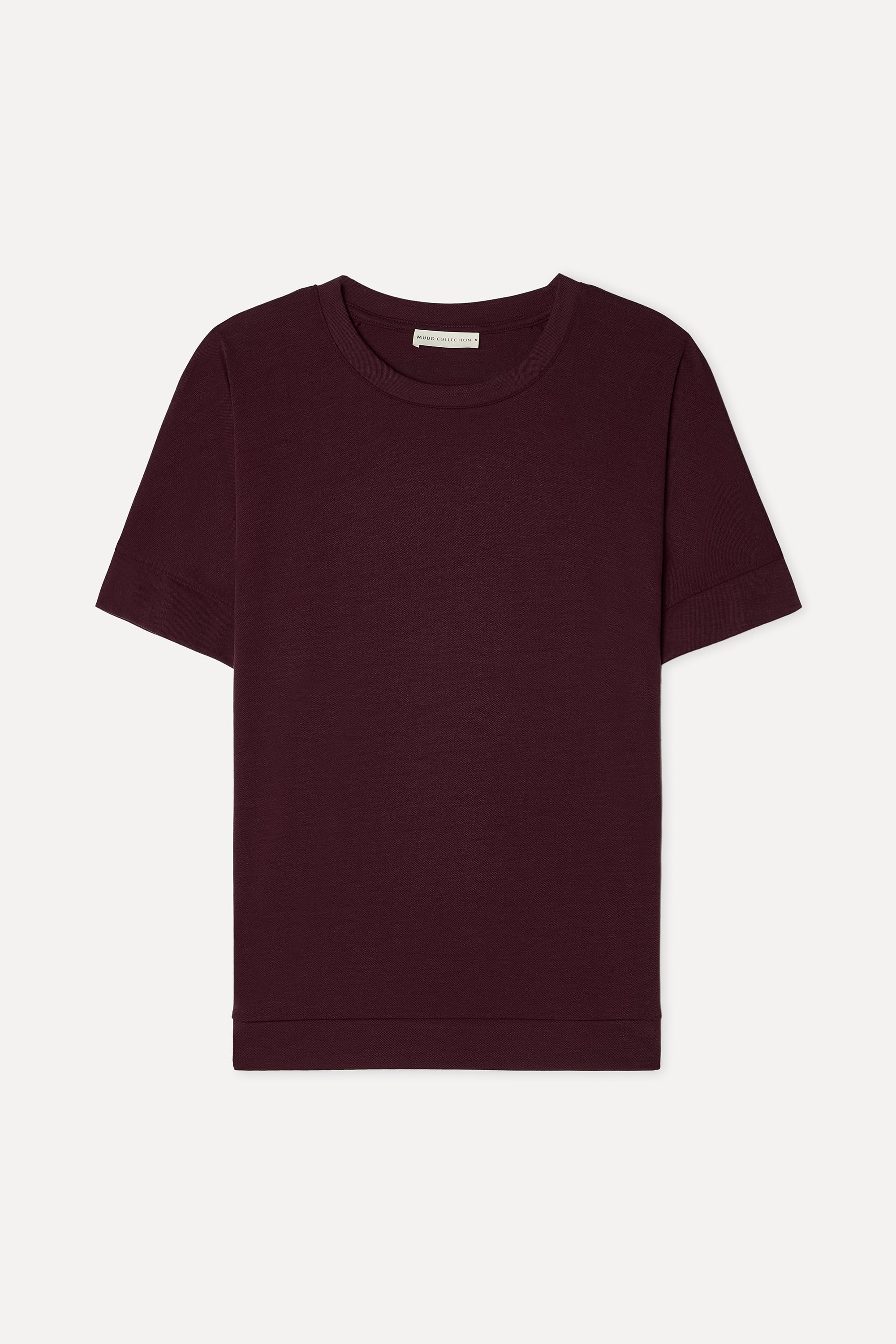 Kadın Bordo Bisiklet Yaka Kısa Kollu Modal Karışımlı Bluz