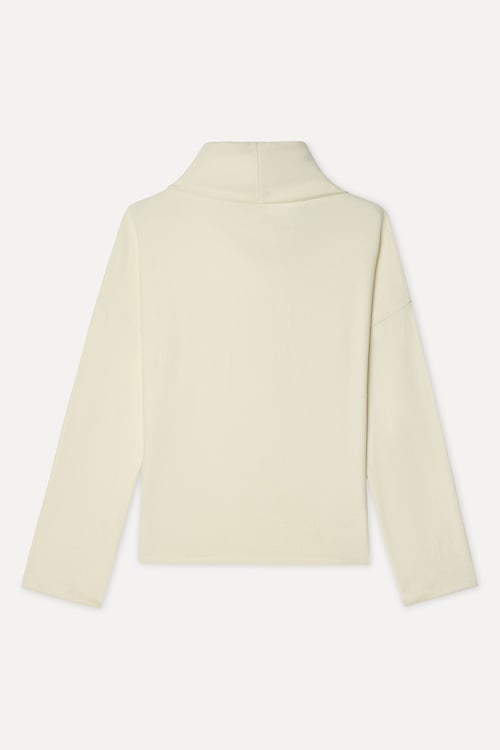 Kadın Ekru Loose Fit Dik Yaka Sweatshirt