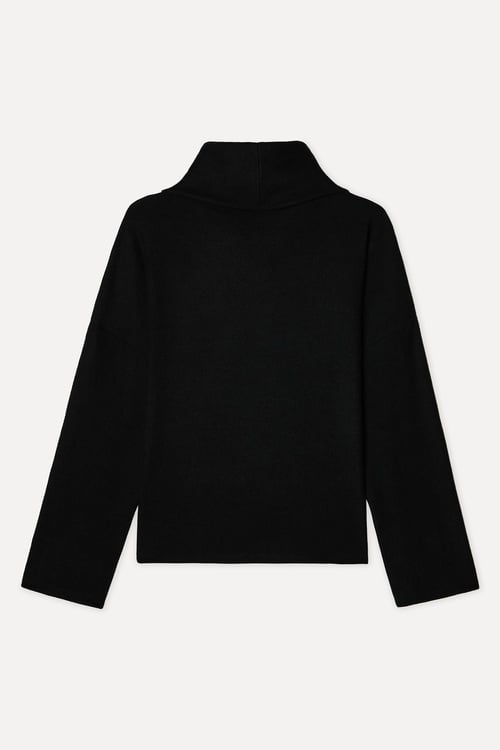 Kadın Siyah Loose Fit Dik Yaka Sweatshirt