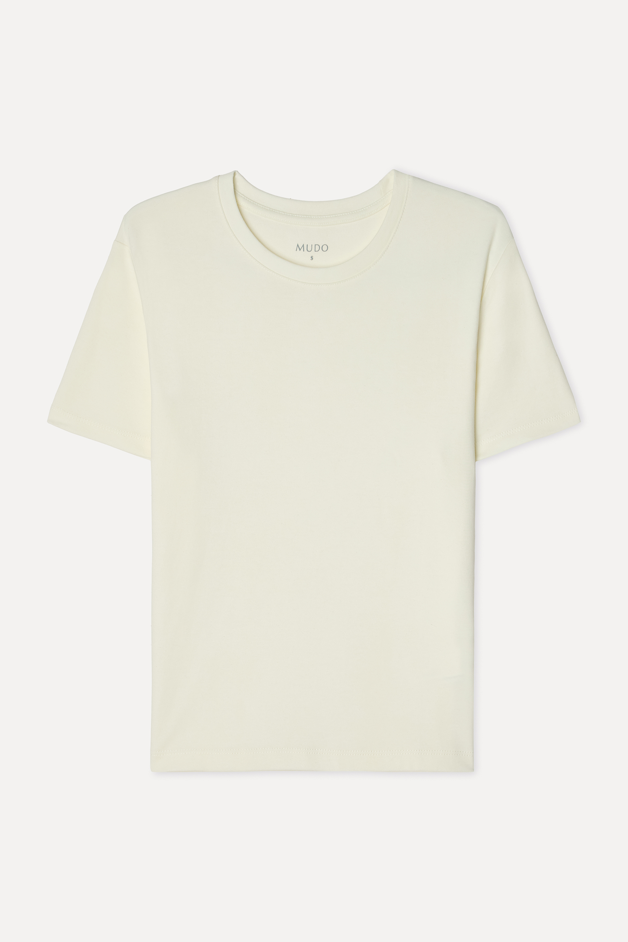 Kadın Kırık Beyaz Bisiklet Yaka T-Shirt