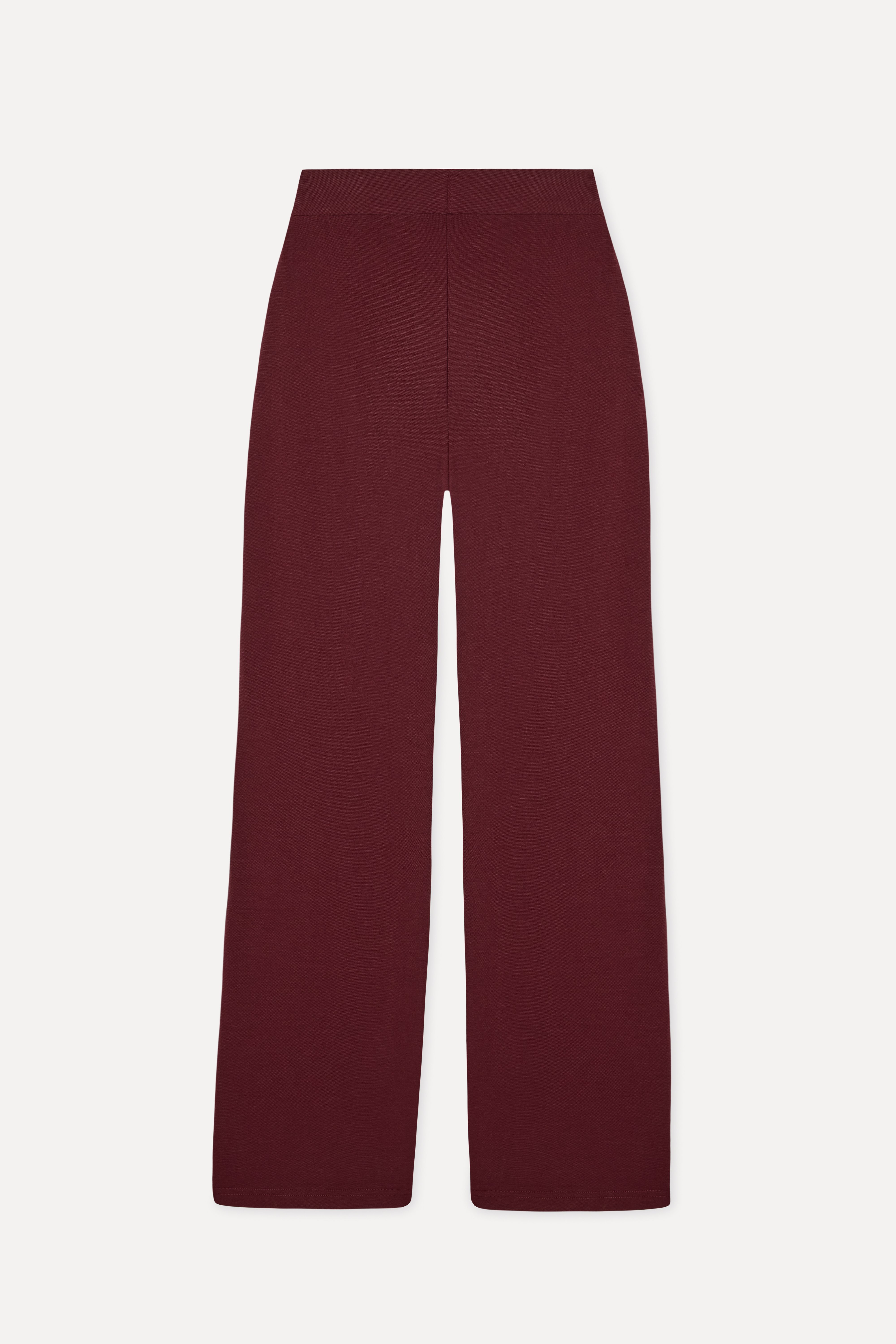 Kadın Bordo Beli Lastikli Örme Pantolon